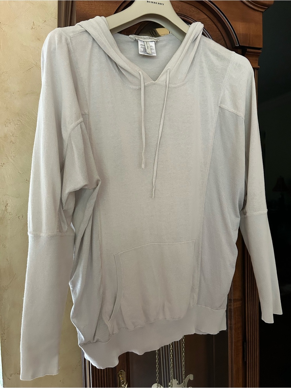 BCBG MAXAZRIA Lightweight Hoodie in Light Gray